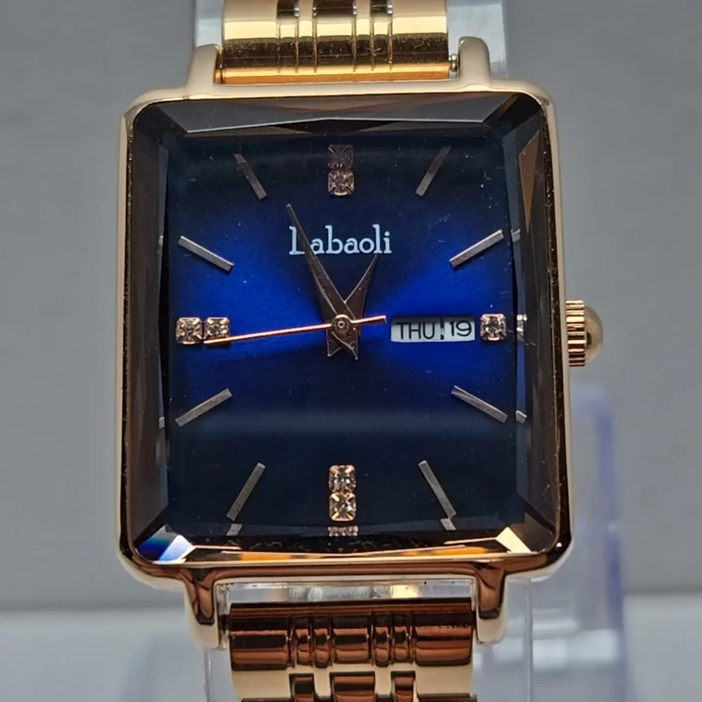Womens Labaoli Day Date Blue Dial Rose Gold Stainless Steel Watch La258m Dainty